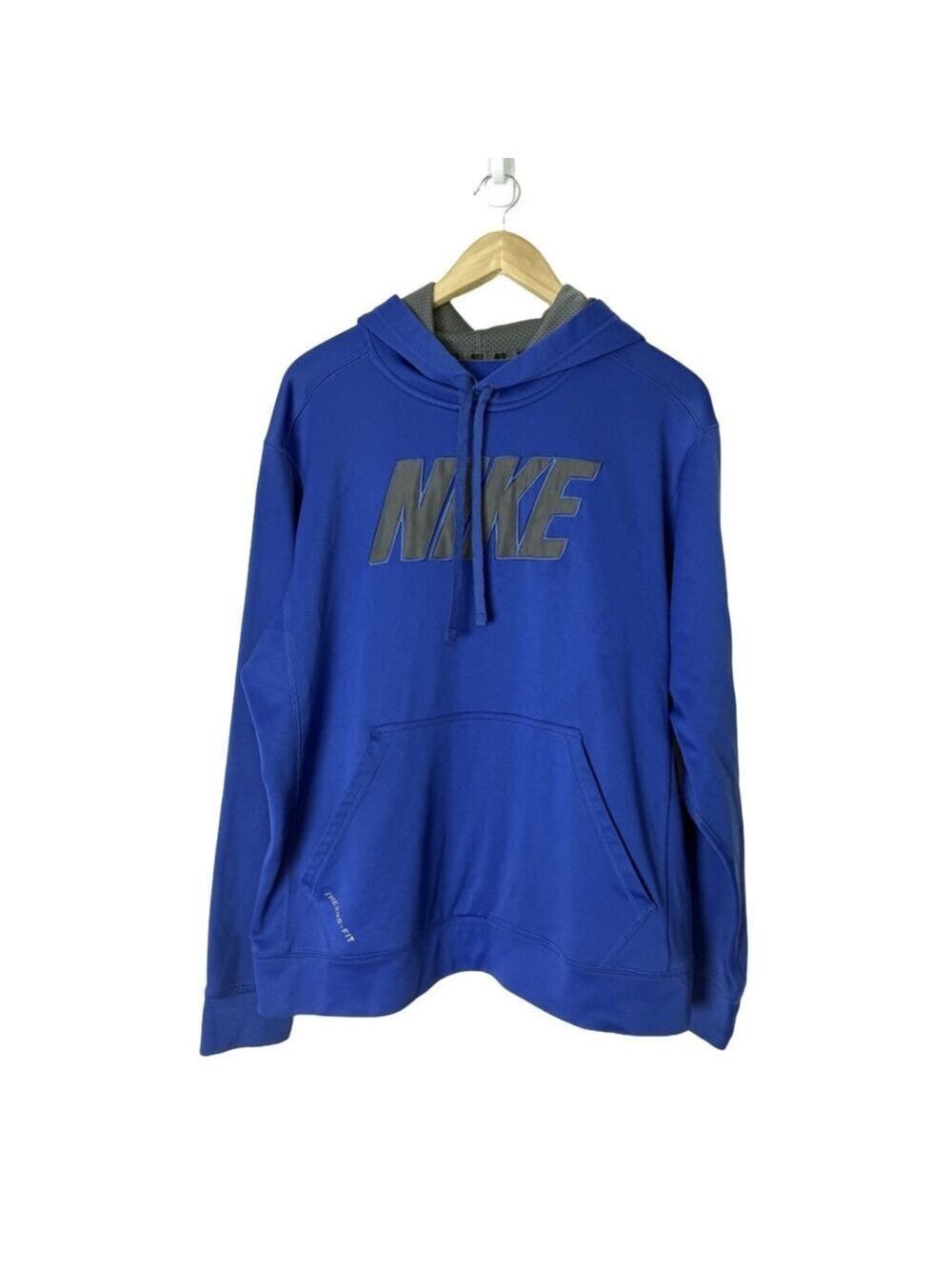 Nike Therma Fit Logo Spellout Hoodie Sweatshirt Medium Men’s Blue Athletic Gym
